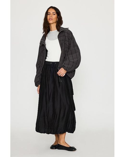 By Anthropologie Black Check Bomber Jacket