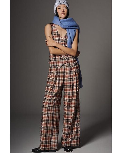 Maeve Gray The Avery Sparkle Pleated Wide-Leg Trousers By