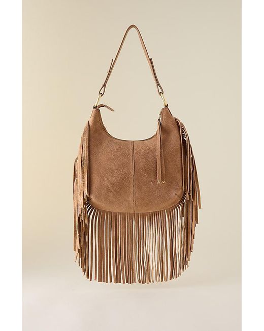 By Anthropologie Natural Suede Fringe Shoulder Bag