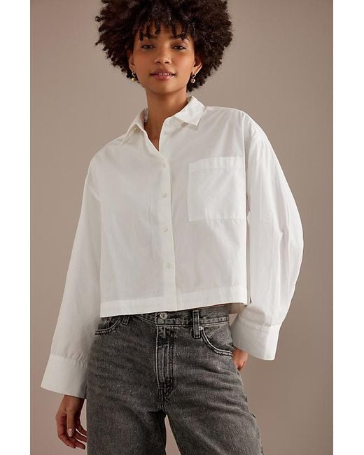 SELECTED White Astha Long-sleeve Boxy Cropped Shirt