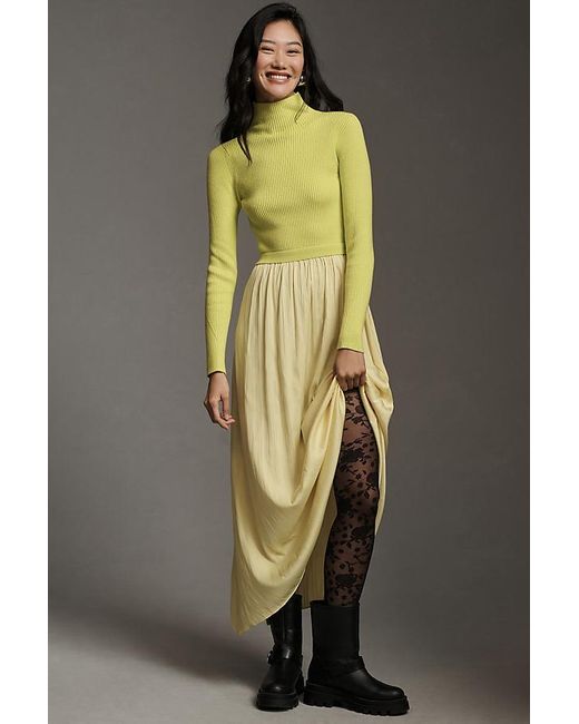 Anthropologie Brown The Thea High-neck Mockable Maxi Jumper Dress