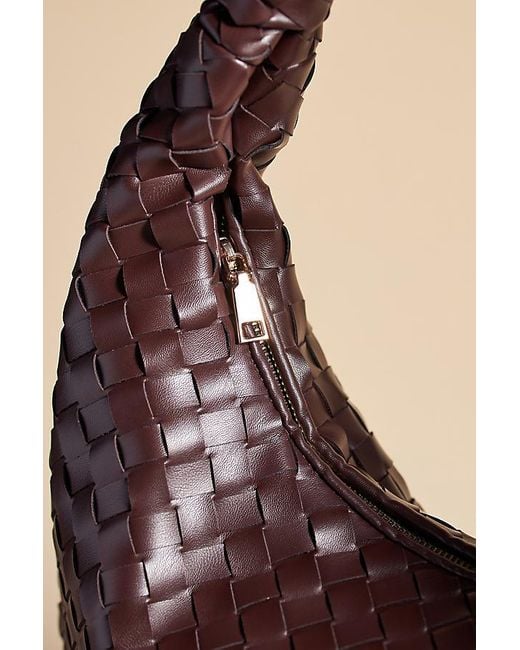 Melie Bianco Brown The Brigitte Woven Faux-Leather Satchel Bag By Oversized Edition