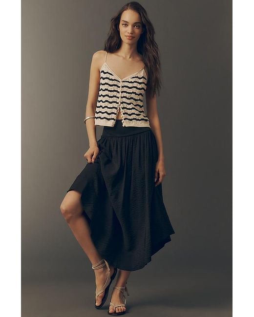 By Anthropologie Blue Drop-Waist Midi Skirt
