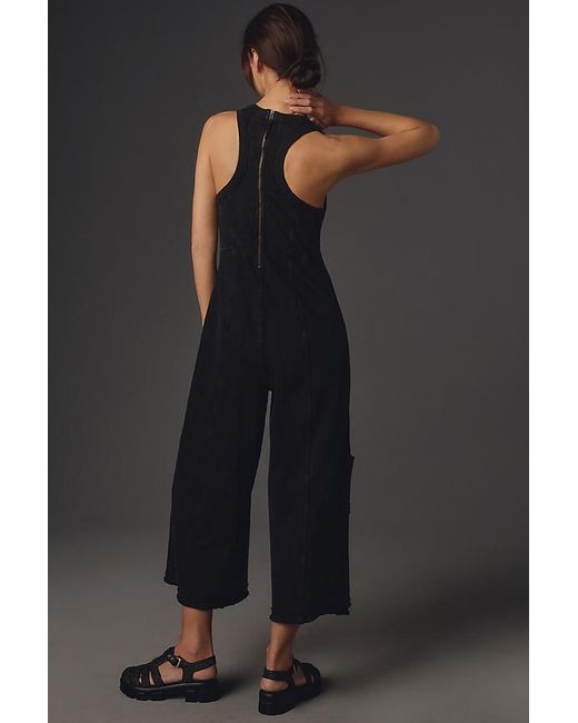 Daily Practice by Anthropologie Black Sleeveless Seamed Wide-leg Jumpsuit