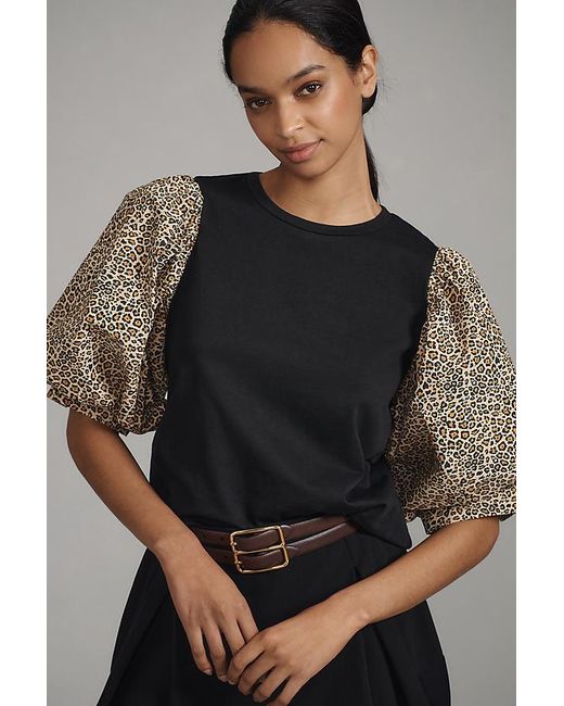 English Factory Black Puff-Sleeve Top