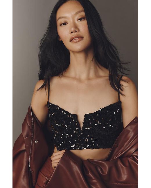 Anthropologie Gray Sequin Bralette
