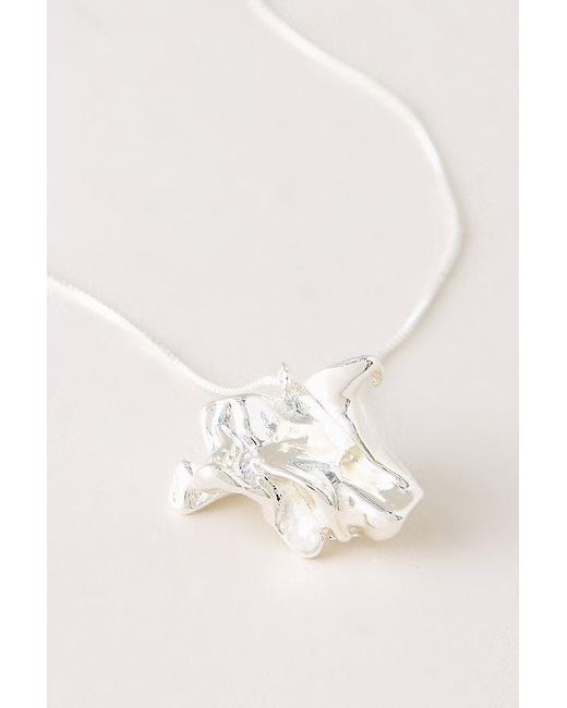 By Anthropologie Pink Mottled Pendant Necklace