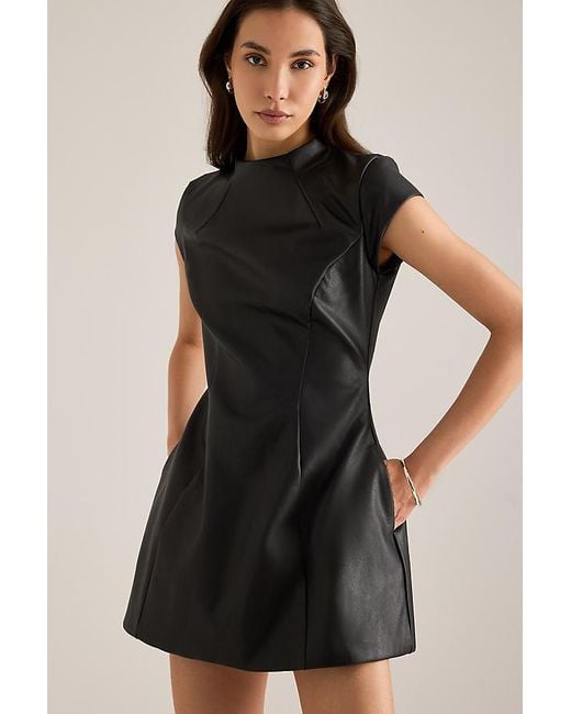 Bardot Black Delphi Faux-Leather Hourglass Mini Dress