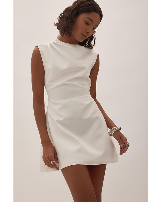 Odd Muse Natural Satin High-Neck Mini Dress