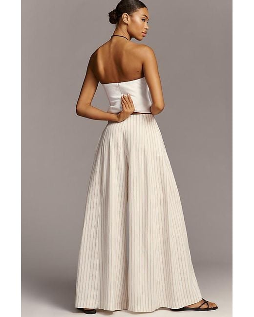 Maeve Natural Draped A-Line Palazzo Trousers