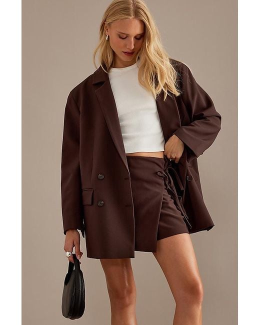Anthropologie Brown Oversized Double-Breasted Blazer