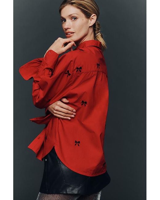 Maeve Red The Shrunken Bennet Buttondown Shirt By