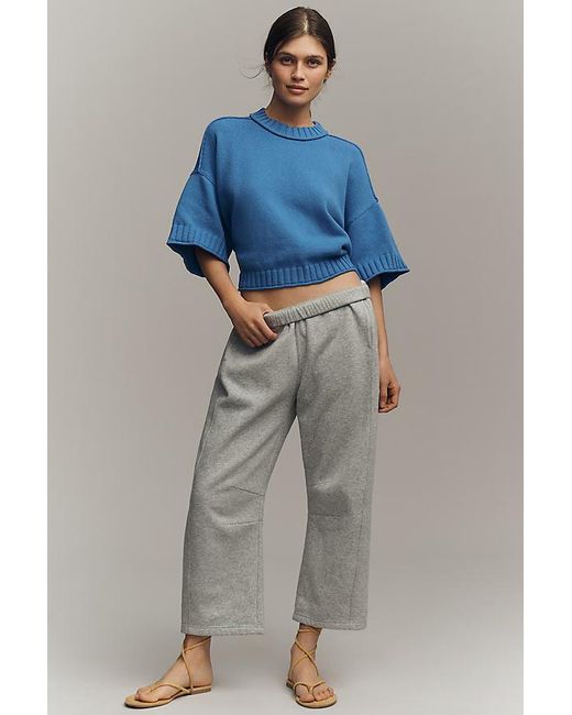 By Anthropologie Blue The Goldie Cotton Crew Neck Jumper