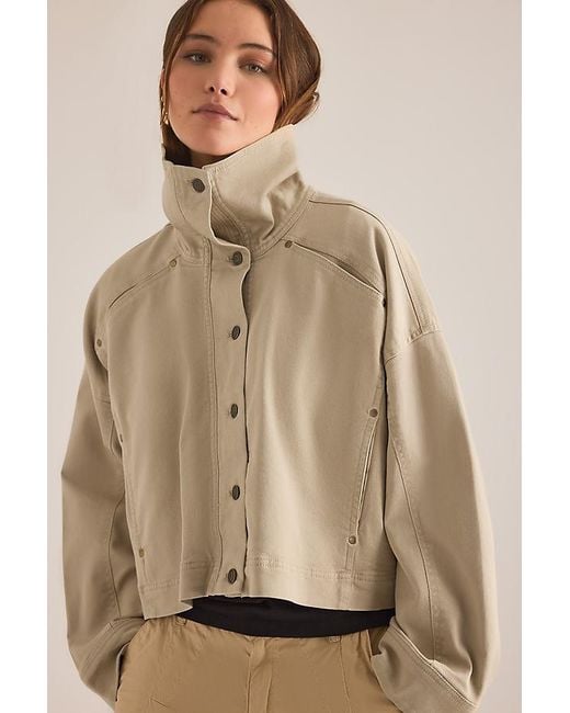 By Anthropologie Natural Funnel-Neck Utility Jacket