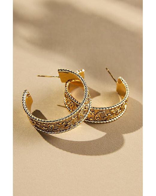 By Anthropologie Natural Western Filigree Hoop Earrings