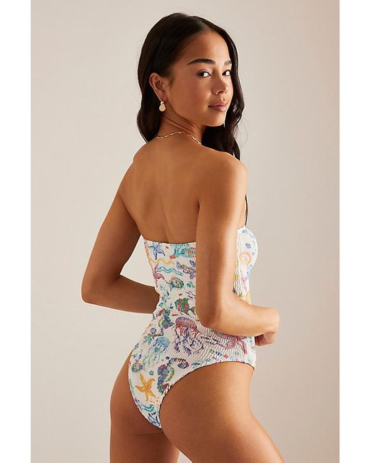 Cleonie Swim White Bay Maillot Bandeau One-Piece Swimsuit