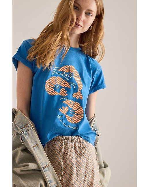 By Anthropologie Blue Prawn Embroidered Baby T-Shirt