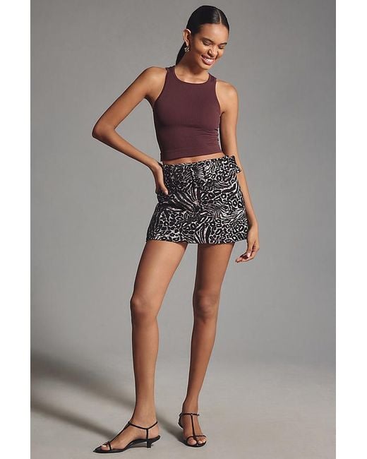 By Anthropologie Brown The Reegan Seamless Ribbed Cropped Tank Top