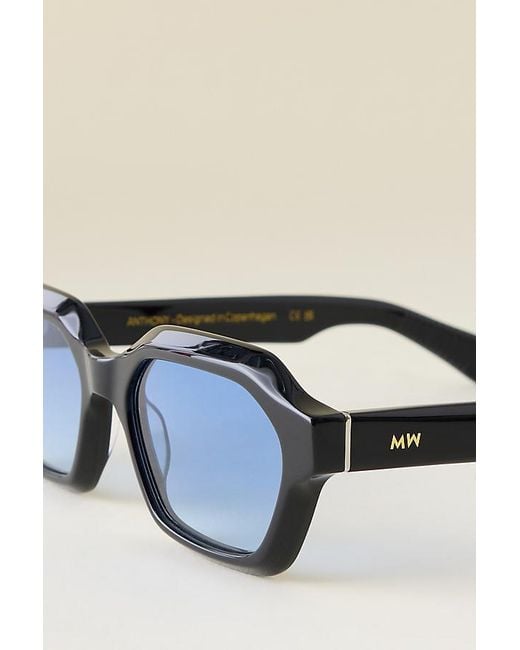 Messyweekend Blue Anthony Hexagonal Sunglasses