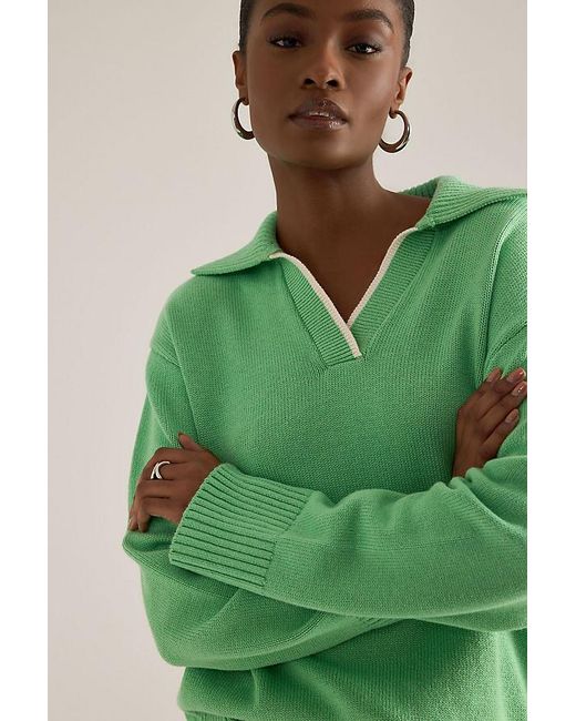 ALIGNE Green Judith Wool-Blend Polo Jumper