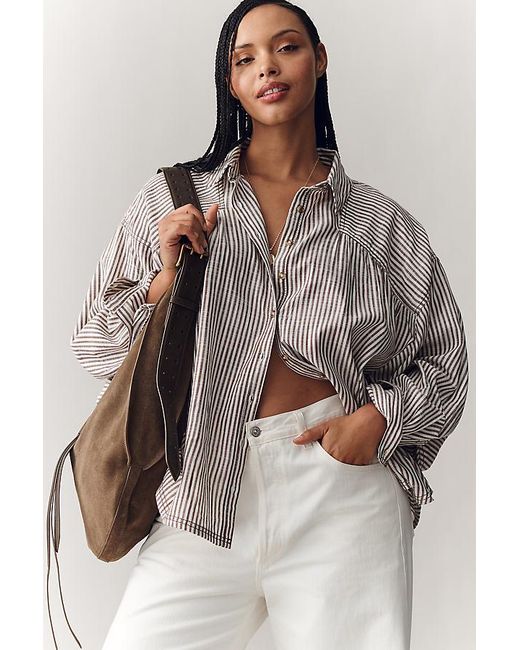 Pilcro Brown Batwing Buttondown Shirt