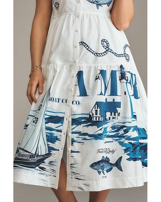 Maeve Multicolor Sleeveless Midi Shirt Dress