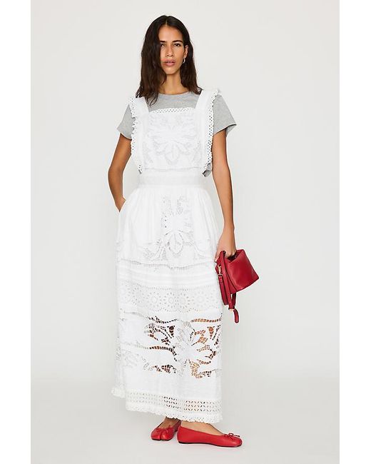 Bl-nk White Cutwork Midi Apron Dress