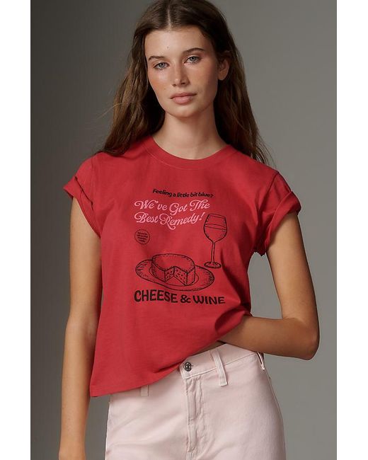 By Anthropologie Red X Mlgrs Design Cotton Graphic T-Shirt