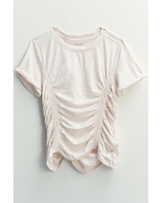 Pilcro Gray The Bennie Slim Crew Neck Cotton-Slub T-Shirt By Cinched Edition