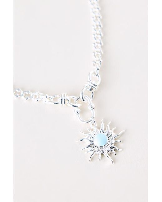 By Anthropologie White Sunflower Stone Pendant Necklace