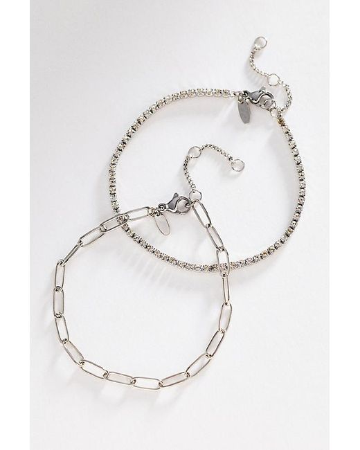 Anthropologie Metallic Water-Resistant Tennis Bracelets, Set Of 2