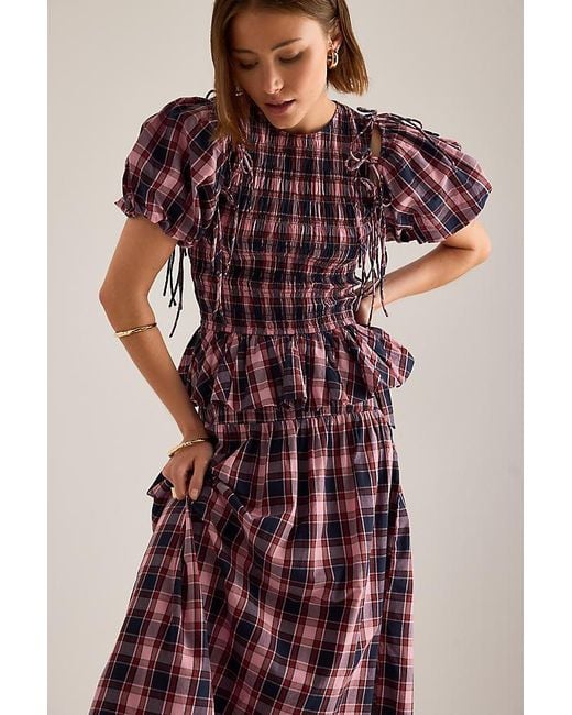 Damson Madder Purple Josie Pleated Midi Skirt
