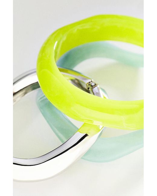 By Anthropologie Metallic Wavy Bangle Bracelets, Set Of 3