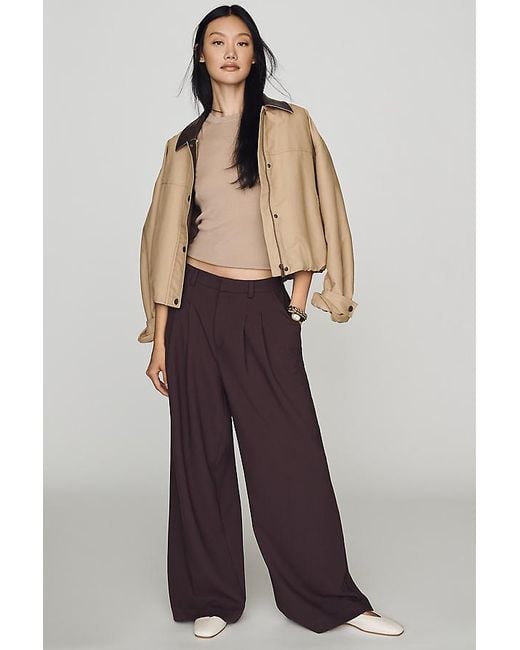 Maeve Brown The Avery Wide-Leg Pleated Trousers By