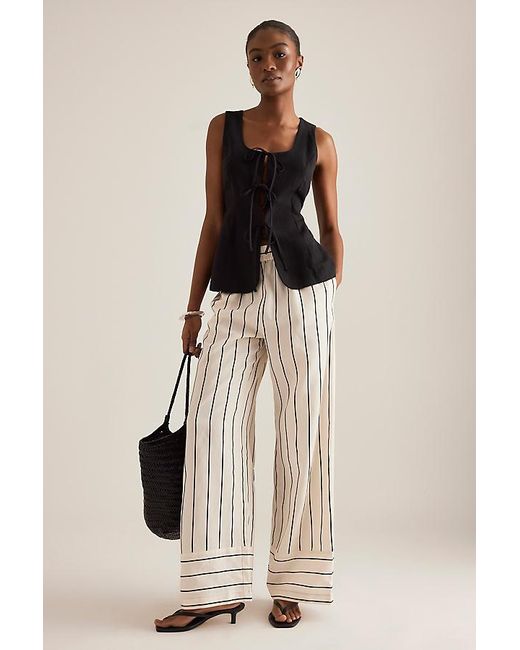 ALIGNE Natural Eliora Striped Wide-Leg Trousers
