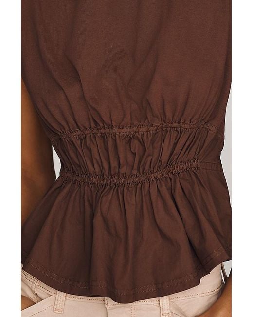 Pilcro Brown Cotton Waisted Muscle Top