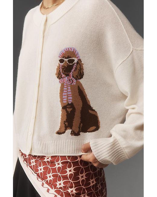 By Anthropologie Brown The Goldie Crew-Neck Cashmere Blend Cardigan