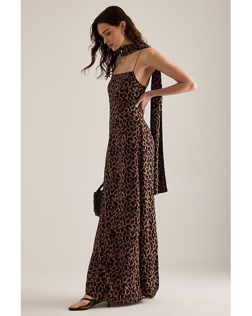 Away That Day Natural St. Tropez Leopard Maxi Dress