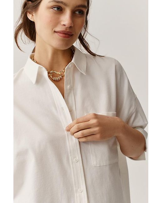 Maeve Natural The Mabel Boxy Oxford Shirt By