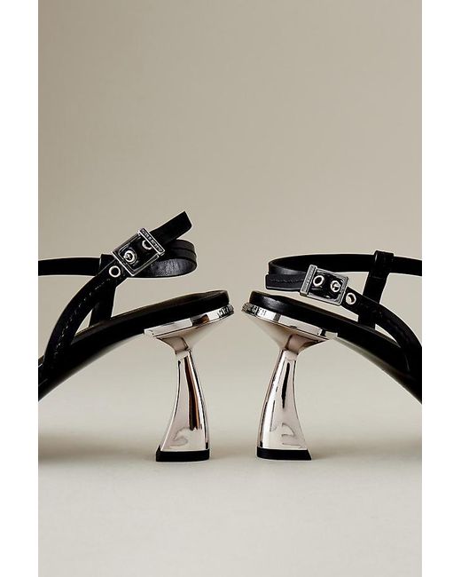 Charles & Keith Metallic Faux Leather Pointed-toe Buckle Slingback Heels