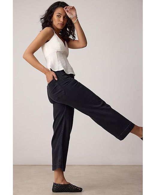 Maeve Gray The Colette Denim Cropped Wide-Leg Jeans By