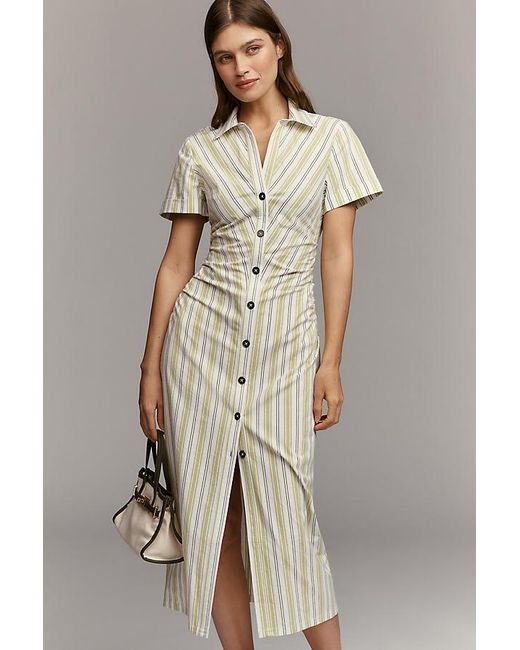 Pilcro Natural Cotton Stretch Midi Shirt Dress