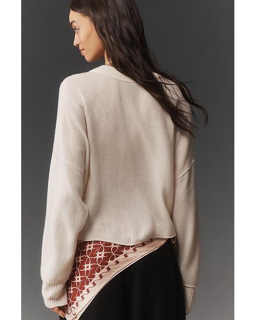 By Anthropologie Brown The Goldie Crew-Neck Cashmere Blend Cardigan