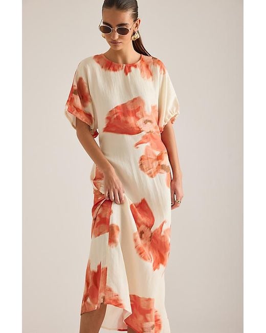 Never Fully Dressed Pink Simmi Short-Sleeve Floral Midi Dress