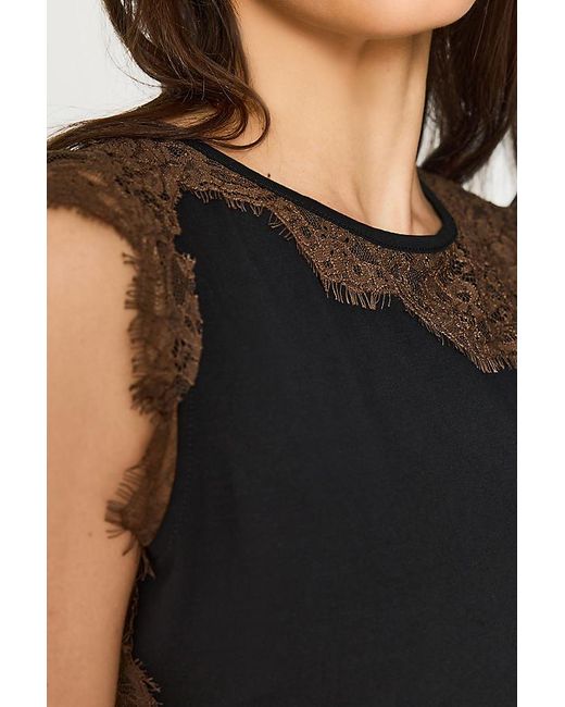 Never Fully Dressed Black Lace Jersey Top