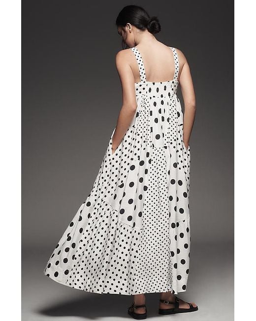 Maeve Sleeveless Square-Neck Babydoll Midi Dress in Grey | Lyst UK