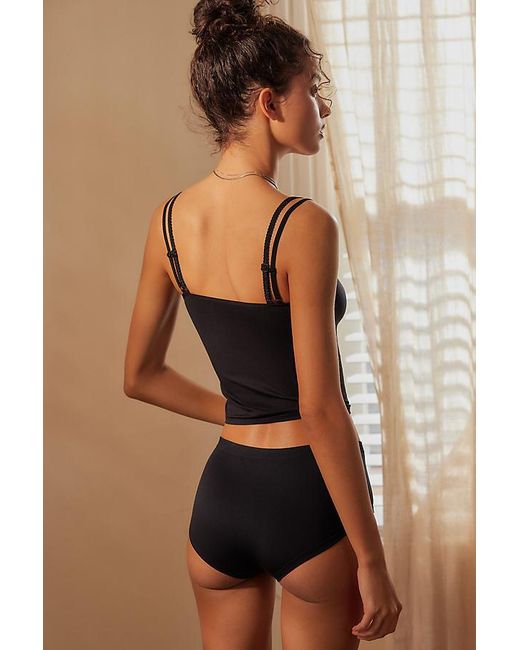 By Anthropologie Black The Honey Seamless Ribbed Two-Strap Tank Top
