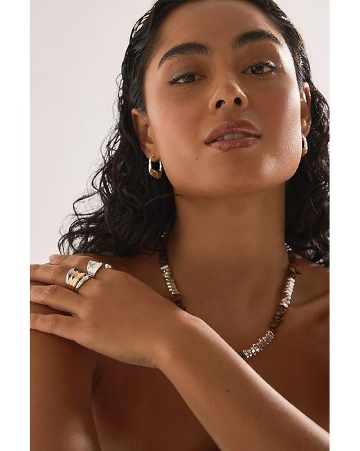 By Anthropologie White Hammered Wrap Ring