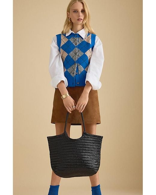 By Anthropologie Blue Nola Woven Leather Bag