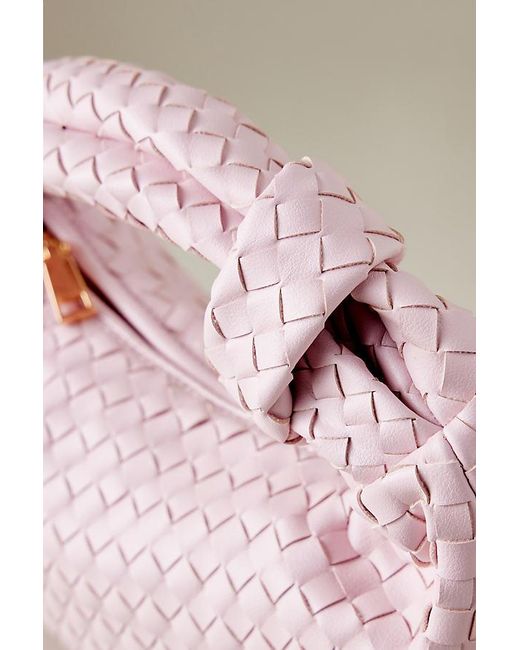 Melie Bianco Pink Larissa Woven Faux-leather Shoulder Bag